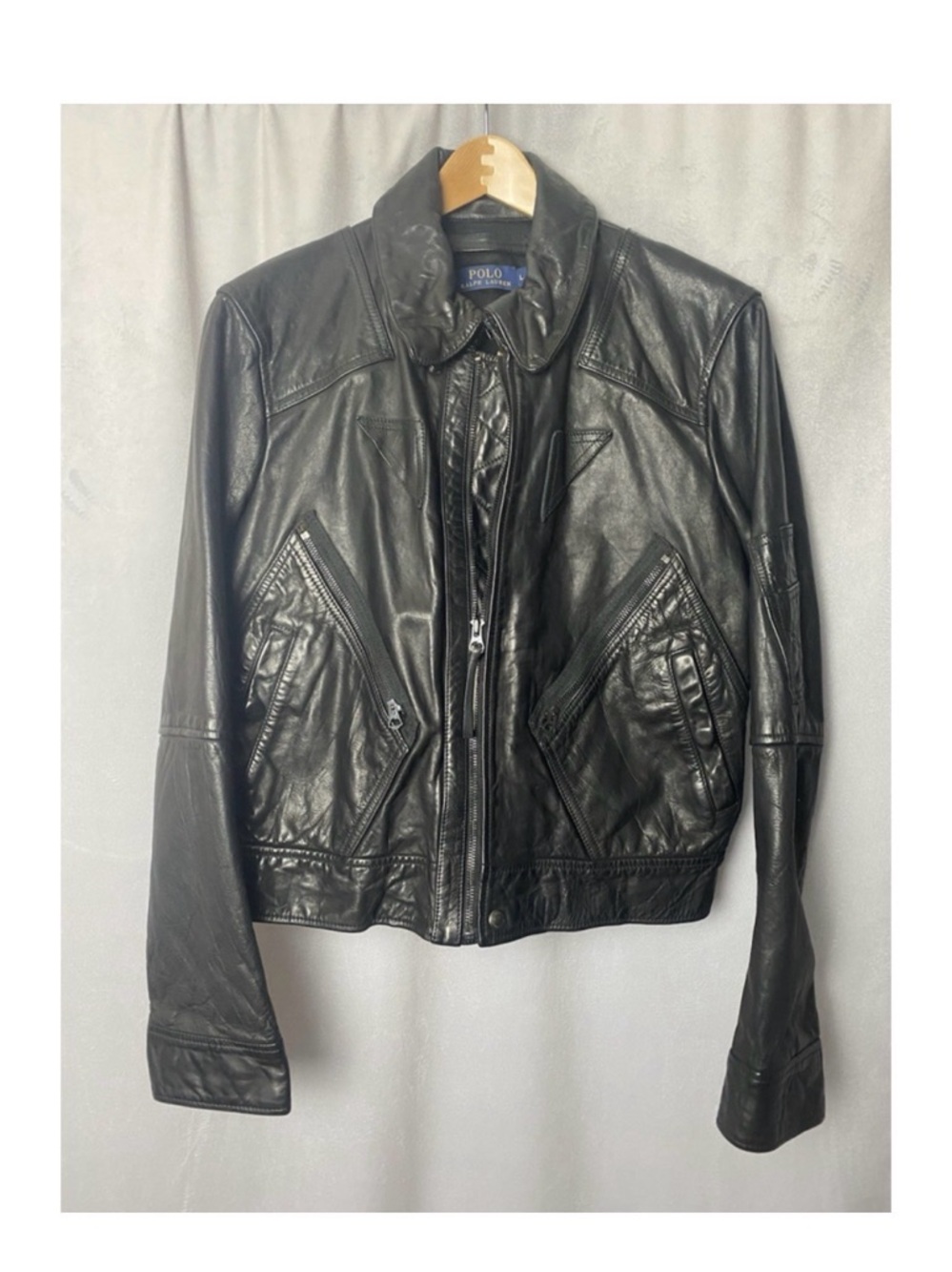 Ralph Lauren  VTG Leather Jacket Rugged Moto Gen X Motorcycle Ladies Y2K Large